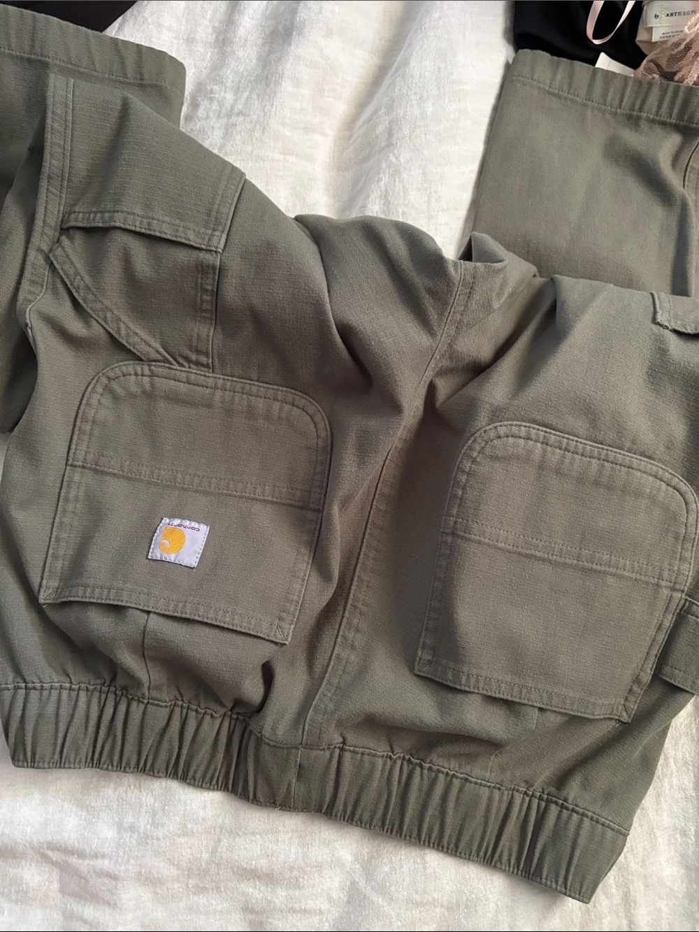 Carhartt Olive Cargo Jogger Pants with Utility Pockets